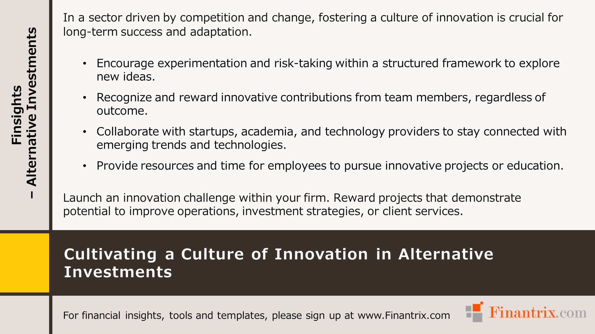 Cultivating a Culture of Innovation in Alternative Investments