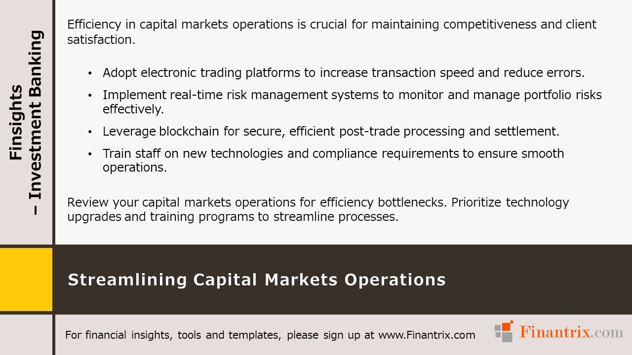 Streamlining Capital Markets Operations
